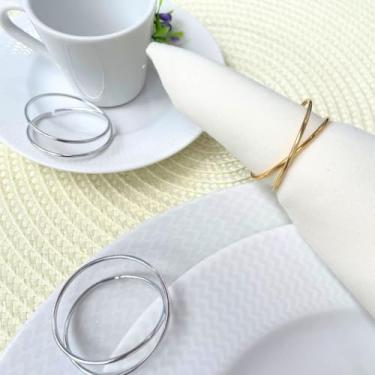 Imagem de 6 Argola Porta guardanapo Fio Infinito Metalico Mesa Posta para Casamento