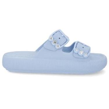 Imagem de Chinelo Usaflex Slide Poofy Ajustável com Fivela e Brilho-Feminino