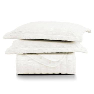 Imagem de Kit Colcha Cobre Leito Casa Scarpa Plissê King Seersucker Premium 3 Peças Maciez e Leve...