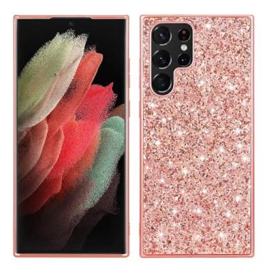 Imagem de Capa de couro galvanizado brilhante para Samsung Galaxy S26/S26 Plus/S26 Ultra Slim Luxury Design com proteção da câmera (rosa, S26 Plus)