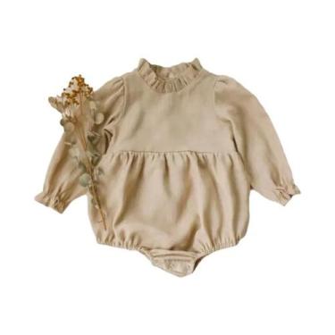 Imagem de Macacões De Manga Longa Para Bebê Menina 0-24M 100% Algodão Linho Em C