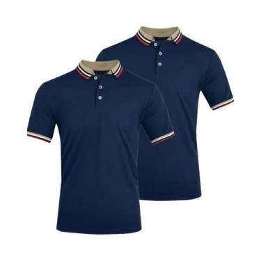 Imagem de Camisa Polo Masculina De Verão 2 Peças Respirável Casual Para Escritór