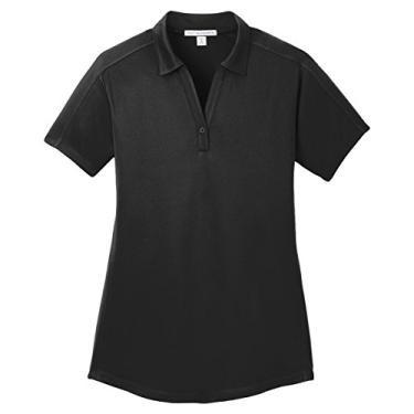 Imagem de Camisa polo feminina Port Authority L569 Diamond Jacquard preta GG