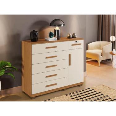 Imagem de Comoda New Milao 6 Gavetas e 1 Porta Benetil Cinamomo Off