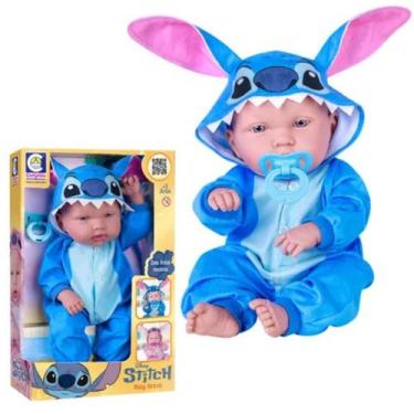 Imagem de Boneca Com Roupinha E Chupeta Baby Stitch 37cm Infantil - Cotiplás