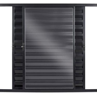 Imagem de Janela Veneziana 3 Folhas Móveis sem Grade Vidro Liso 100x150cm Ecosul