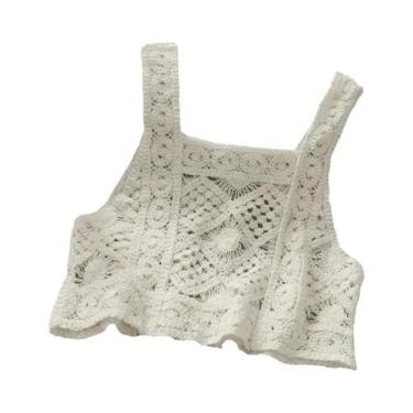 Imagem de Top Cropped Feminino Sem Mangas Em Crochê Com Bordado De Renda, Estilo