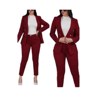 Imagem de Conjunto De Moda Feminina De Outono Com Blazer E Calças De Cintura Alt