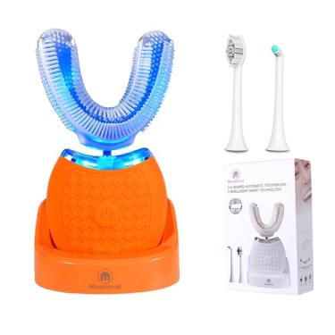 Imagem de Magentak Escova de dentes ultrassônica em forma de U para adultos, escova de dentes elétrica para clareamento dental, automática de 360 graus com IPX7 à prova d'água, 3 modos de limpeza (laranja)