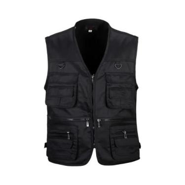 Imagem de Colete Tático Masculino Sem Mangas, Cor Sólida, Respirável, Multibolso