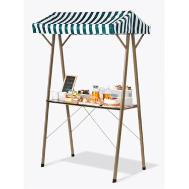 Imagem de Barraca de mercado dobrável com dossel e mesa removível, cabine de quiosque portátil para fornecedores, suporte de exibição de 150 x 60 cm para eventos ao ar livre e mercados de agricultores