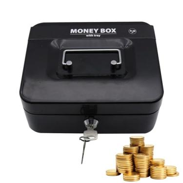 Imagem de Cofres para adultos | Cofrinho para adultos | Fechadura de privacidade, alça resistente, caixa com chave, gaveta de dinheiro com duas chaves e bandeja