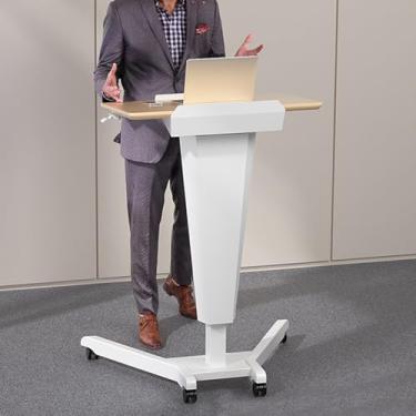 Imagem de Suporte portátil para laptop com rodas, altura ajustável e inclinação, mesa de computador, estação de trabalho e mesa de pé para escritório e casa
