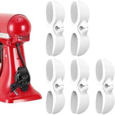 Imagem de 5 clipes organizadores de cabos – Gerenciamento eficiente de fios de utensílios de cozinha, envoltório seguro de cabos para fritadeiras e cafeteiras, organizador de cabos de eletrodomésticos