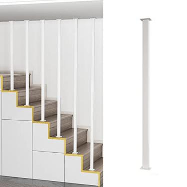 Imagem de Balaústre interno de corrimão de escada de metal – corrimãos retos quadrados com kit completo para suportes de parede, barras de ferro modernas para guardrail