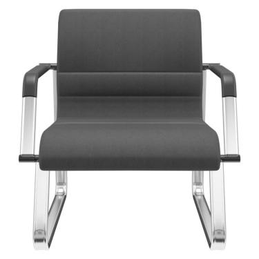 Imagem de Cadeira De Escritório Recepção Com Braço Fixa Cromada Lev P03 Crepe Preto - Lyam Decor