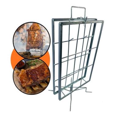 Imagem de Espeto Grelha Churrasco Suporte Costela Fogo De Chão Espeto Assar Cord