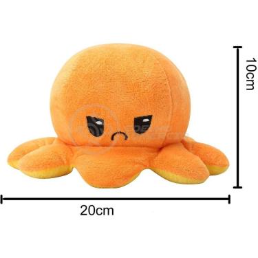 Imagem de Polvo Reversível De Pelúcia Feliz E Bravo Laranja E Amarelo