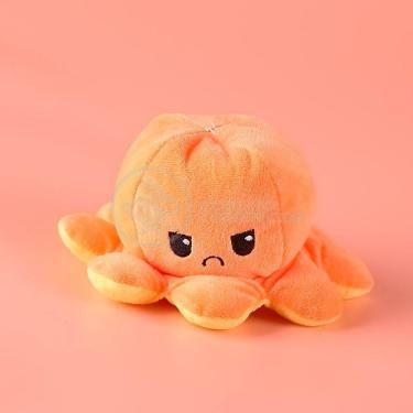 Imagem de Polvo Reversível De Pelúcia 2 Em 1 Tiktok Laranja E Amarelo