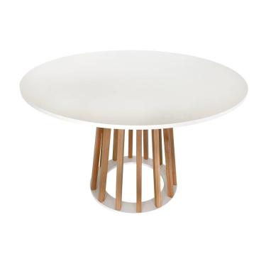 Imagem de Mesa De Jantar Redonda 6 Lugares 120Cm Gabi Branca