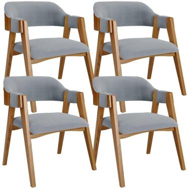 Imagem de Kit 04 Cadeiras Para Sala De Jantar E Estar Living Estofada Suran L02 Bouclê Cinza - Lyam