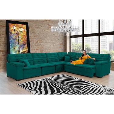 Imagem de Sofá Magno 3.77x2.57m De Canto, Retrátil E Reclinável - Verde