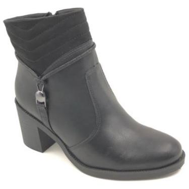 Imagem de Bota Comfortflex Cano Baixo Salto Bloco Preta 2399302-Feminino