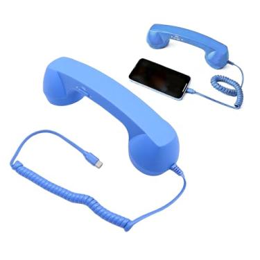 Imagem de VBESTLIFE Aparelho de Telefone retrô, Tipo C, Telefone retrô Com Fio, Estilo Receptor de Cabo Fixo para Celular, Videoconferências, Chamadas, Reuniões (BLUE)