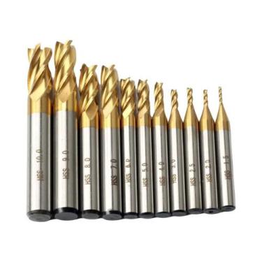 Imagem de Conjunto De Fresas HSS Revestidas De Titânio Com 4 Cortes 15-10mm Para