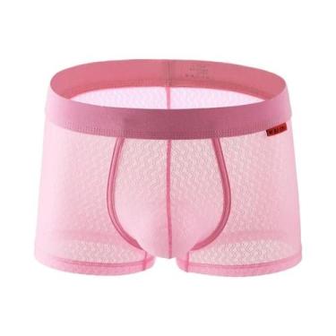 Imagem de Cuecas Boxer Masculinas Sensuais Ultrafinas De Malha Com Elástico Na C