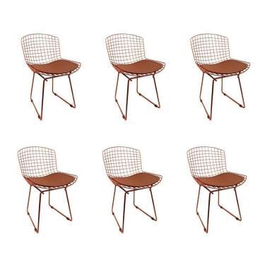 Imagem de Kit 6 Cadeiras Bertoia Cobre Com Assento Cobre