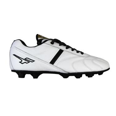 Imagem de Chuteira Campo Couro Legítimo Branca Solado de Borracha Finta Pro Magna-Unissex