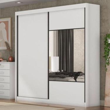 Imagem de Guarda Roupa Casal Ambiente Sienna 2 Portas 4 Gavetas Neve Com Espelho