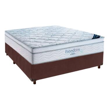 Imagem de Cama Box Marrom + Colchão Casal Freedom Ortobom