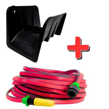 Imagem de Mangueira Colorida 30m Resistente + Suporte Parede Plástico Reforçado 