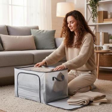 Imagem de Caixa Organizadora Multiuso Grande Plástico Transparente Com Tampa Res