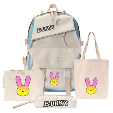 Imagem de Conjunto de mochilas Bads Bunnys Cartoon Kids School 4 unidades - Yiwe