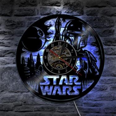 Imagem de Relógio de parede R2D2 BB8 Vinyl Record Anime Black 30cm - yiweisai