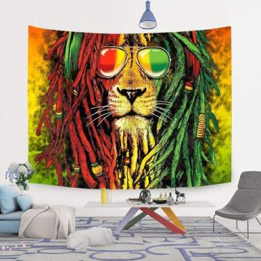Imagem de Tapeçaria para decoração de parede Anime Lions Heads 150x150cm - yiwei