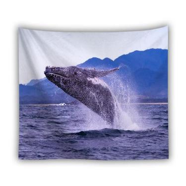 Imagem de Tapeçaria Animal Marinho Baleia Baleia Marinha 100x50cm Microtecido - 