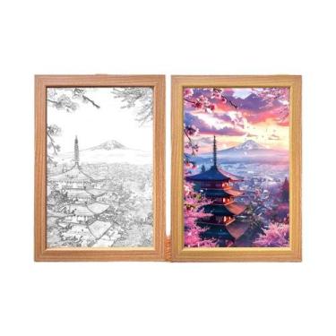 Imagem de Luminária Noturna LED Monte Fuji Com Moldura De Imagem, Luz De Parede 