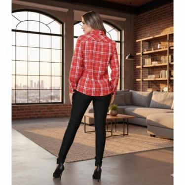 Imagem de Camisa Feminina Xadrez Festa Junina Manga Longa  Look Caipira Tradicio