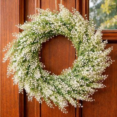 Imagem de Guirlanda Artificial Enfeite Parede Porta Flores Branco 30cm