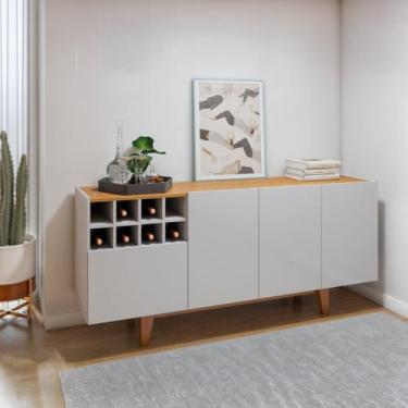 Imagem de Buffet para Sala de Jantar 100%MDF 3 portas 1 Gaveta Pés em Madeira Ma