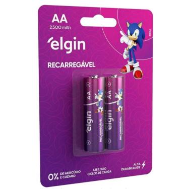Imagem de Pilha AA Elgin Recarregável 2500mAh Cartela com 2 Unidades