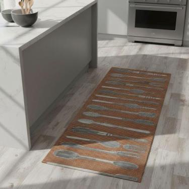 Imagem de Conjunto 3 Tapetes Cozinha Banheiro Compacto Passadeira Duna - Tokdeca