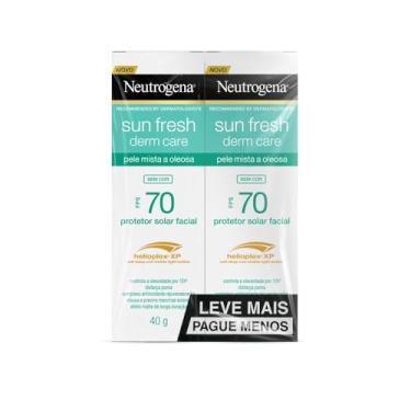Imagem de Neutrogena Sun Fresh Protetor Solar Facial Para Pele Oleosa Derm Care, FPS 70, Sem Cor, Kit com 2 Unidades de 40g