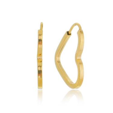 Imagem de Brinco de Argola Coração Fio Quadrado Em Ouro 18k 15mm - Agaprime Jóia
