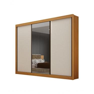 Imagem de Guarda Roupa Casal São Paulo Gold 3 Portas de Correr 6 Gavetas MDF Cinamomo-off White Leifer Móveis