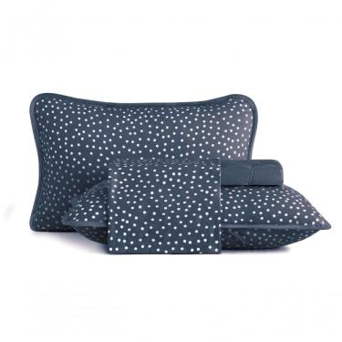 Imagem de Jogo De Cama King 4 Peças Altenburg Malha Fio Penteado Bits Marinho